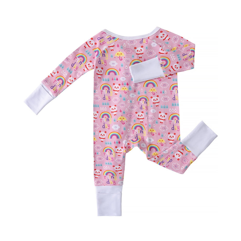 Rainbow Print Baby Romper with Zipper - Beekee