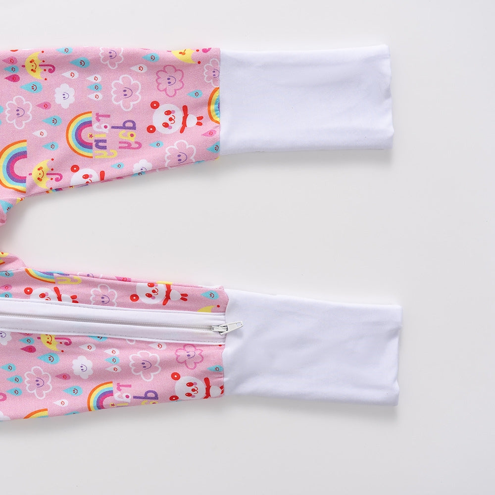Rainbow Print Baby Romper with Zipper - Beekee
