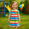 Rainbow Stripe Girls Summer Dress With Pocket - Beekee