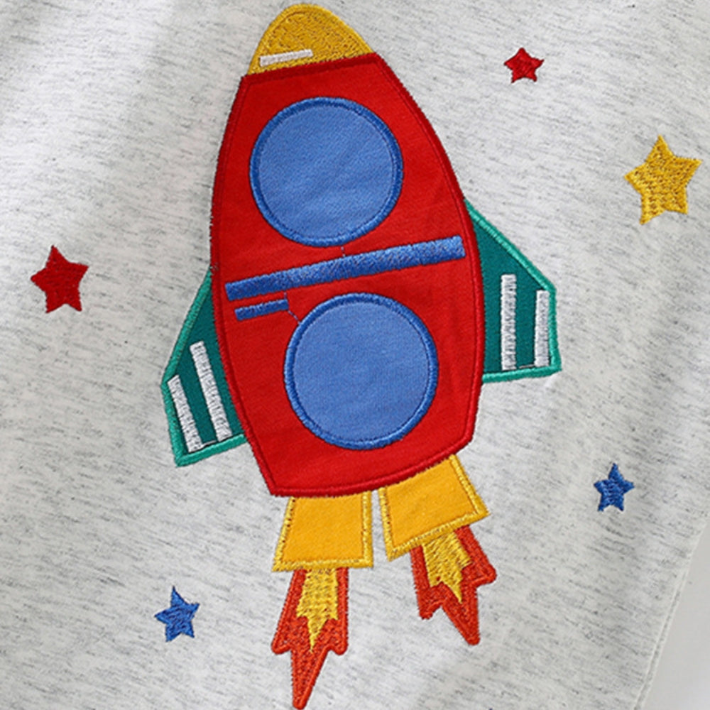 Rocket Embroidered T-Shirt and Shorts Set - Beekee
