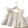 Ruffle Sleeve Floral Girls Outfit Set - Beekee