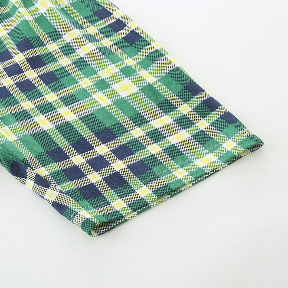 Stacked Animals Top and Plaid Shorts Set - Beekee