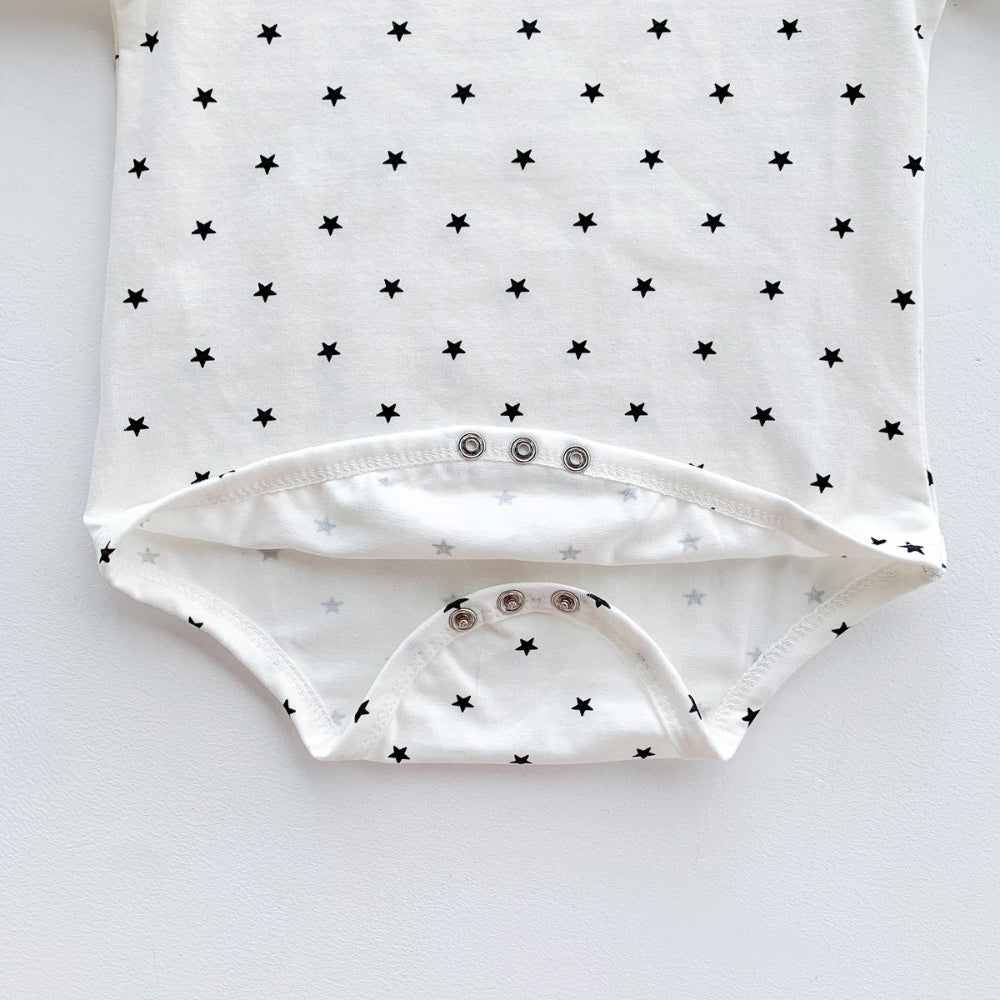 Star Print Baby Romper with Bonnet - Beekee