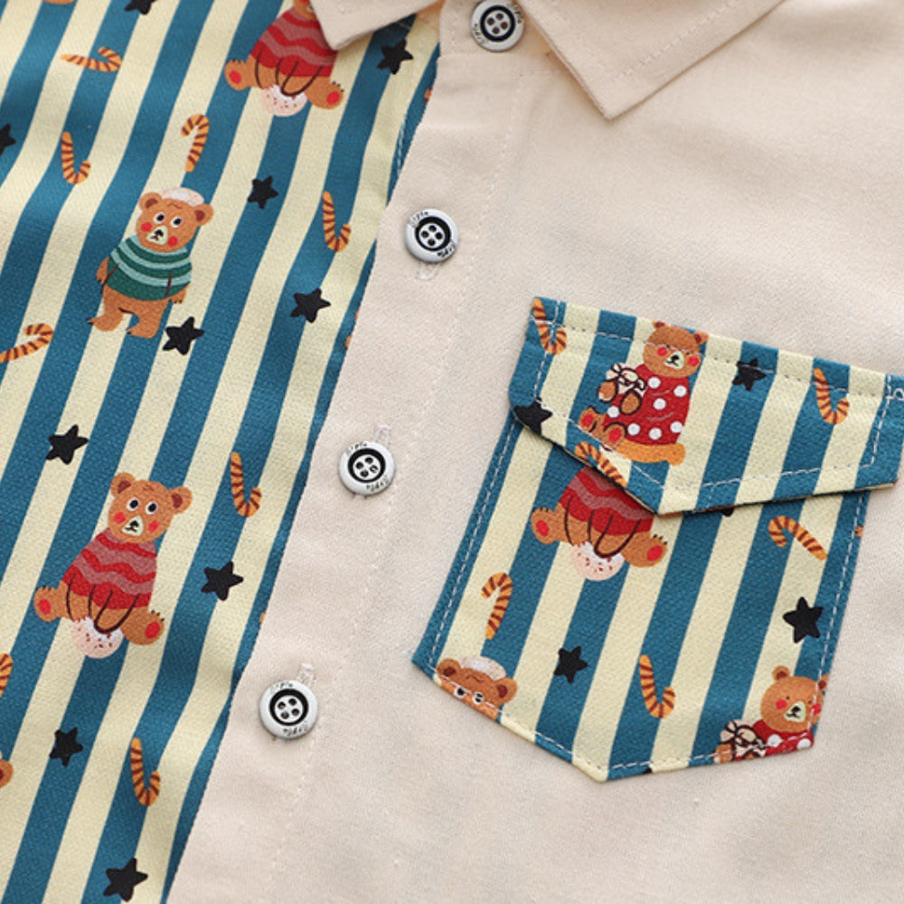 Striped Bear Shirt and Pants Set - Beekee