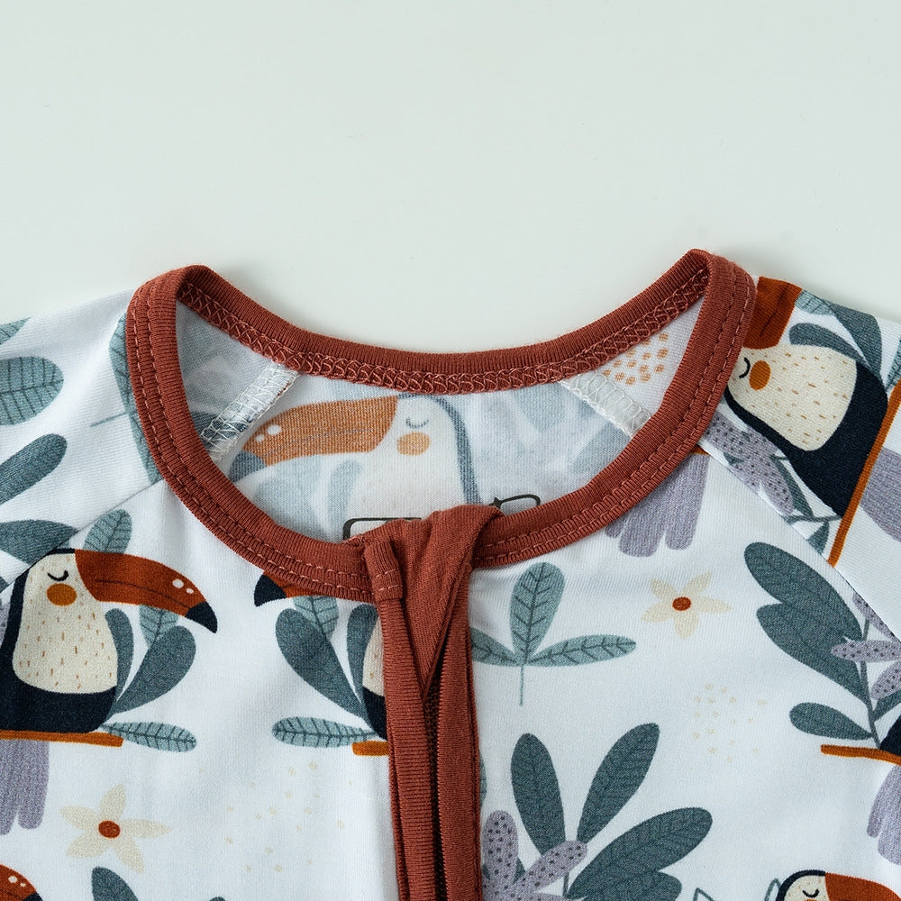 Sweet Animal & Floral Print Baby Romper - Beekee