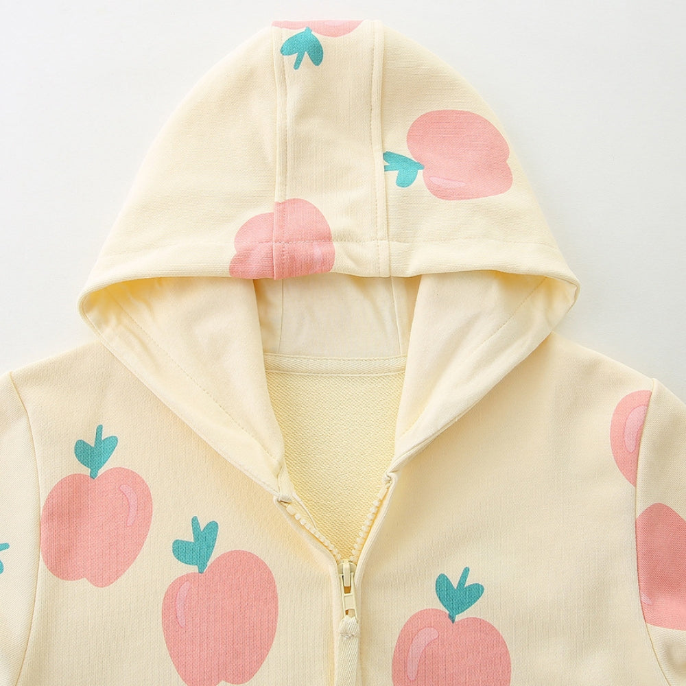 Sweet Peach Pattern Hooded Jacket - Beekee