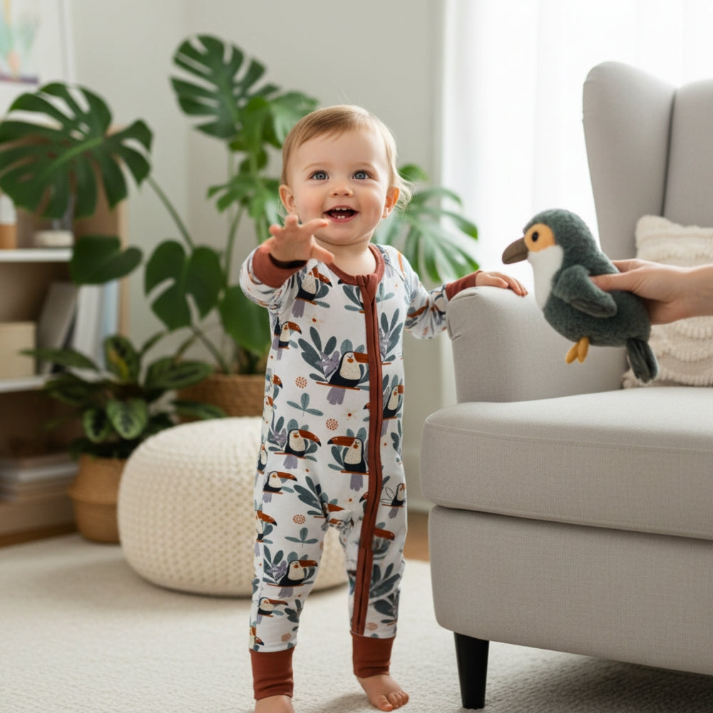 Sweet Animal & Floral Print Baby Romper - Beekee