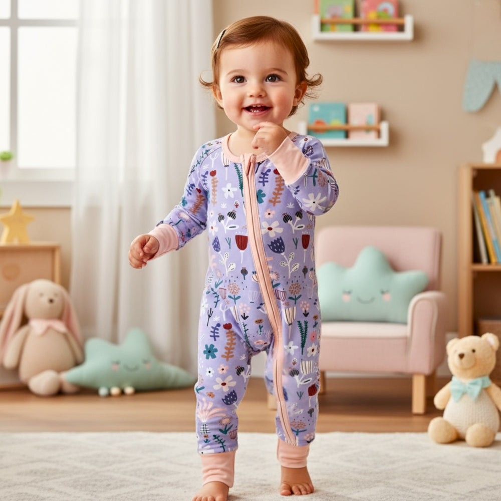 Sweet Animal & Floral Print Baby Romper - Beekee