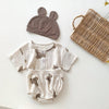 Teddy Bear Buttoned Shirt and Shorts Set with Hat - Beekee