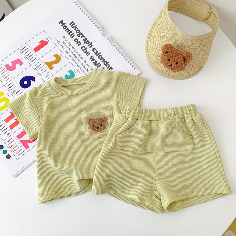 Teddy Bear Pocket T-Shirt and Shorts Set - Beekee