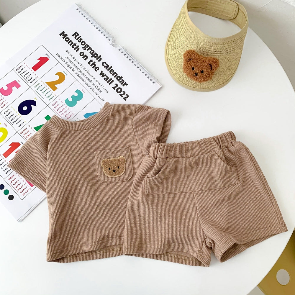 Teddy Bear Pocket T-Shirt and Shorts Set - Beekee