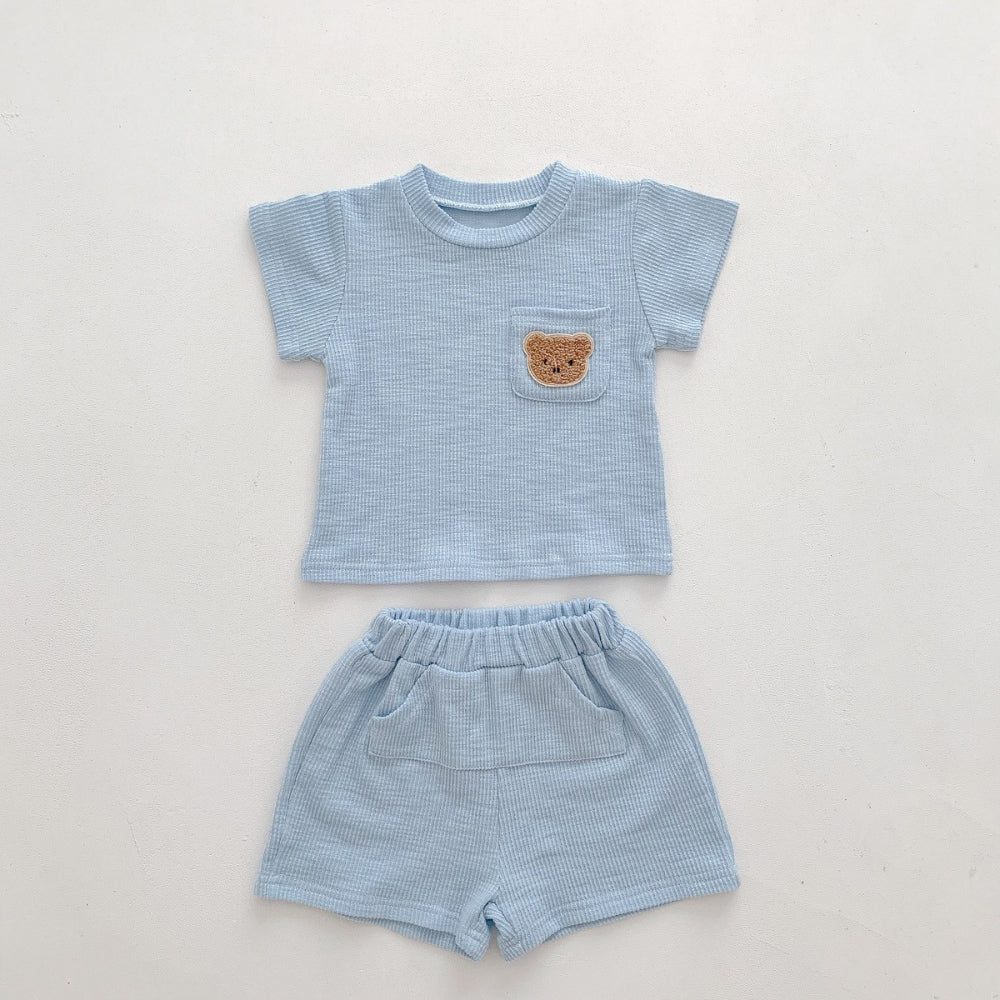 Teddy Bear Pocket T-Shirt and Shorts Set - Beekee