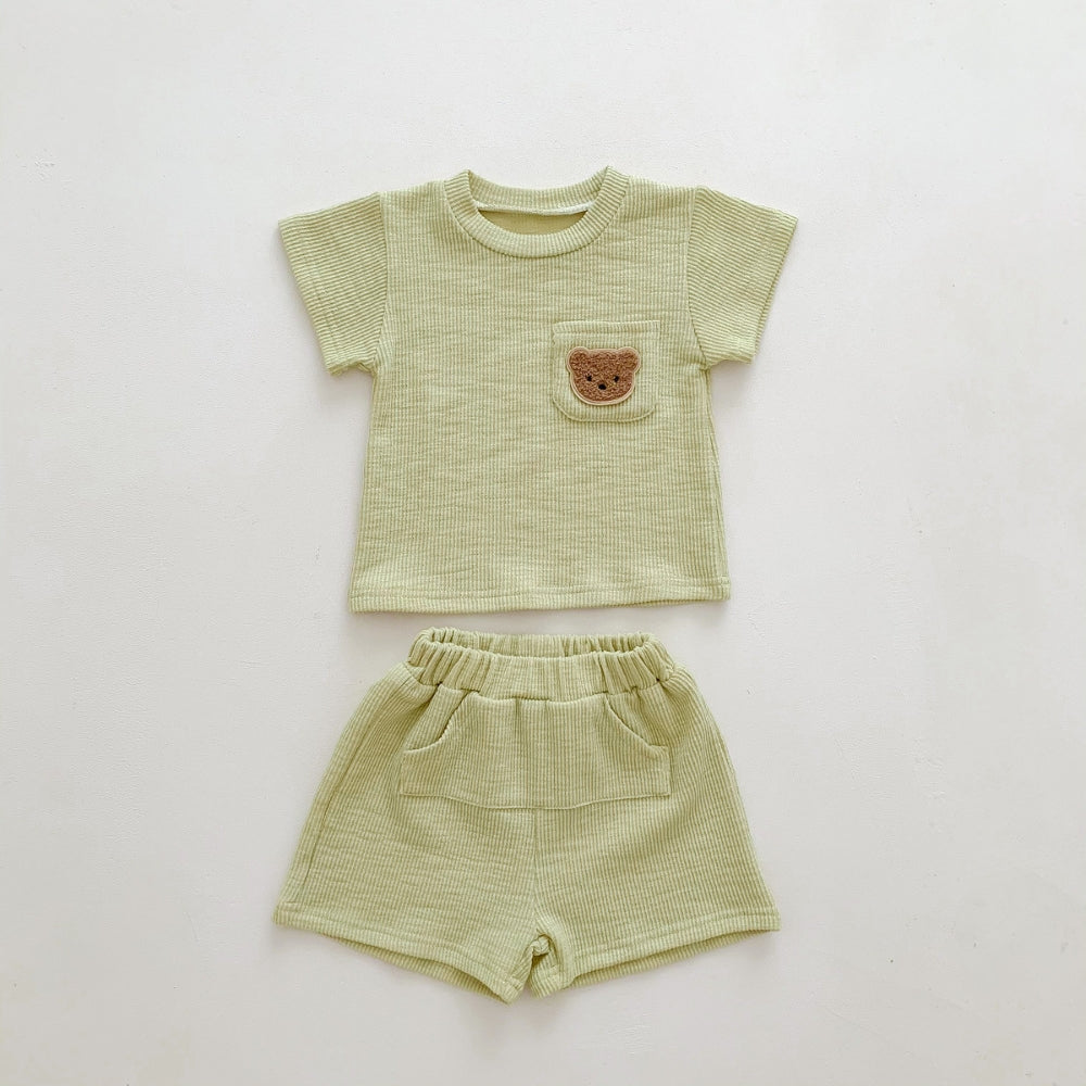 Teddy Bear Pocket T-Shirt and Shorts Set - Beekee