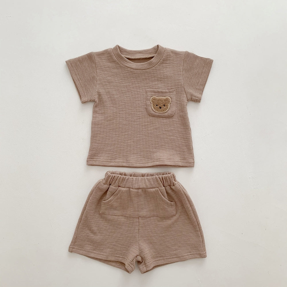 Teddy Bear Pocket T-Shirt and Shorts Set - Beekee