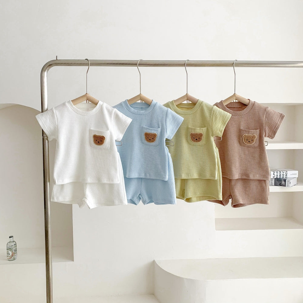 Teddy Bear Pocket T-Shirt and Shorts Set - Beekee