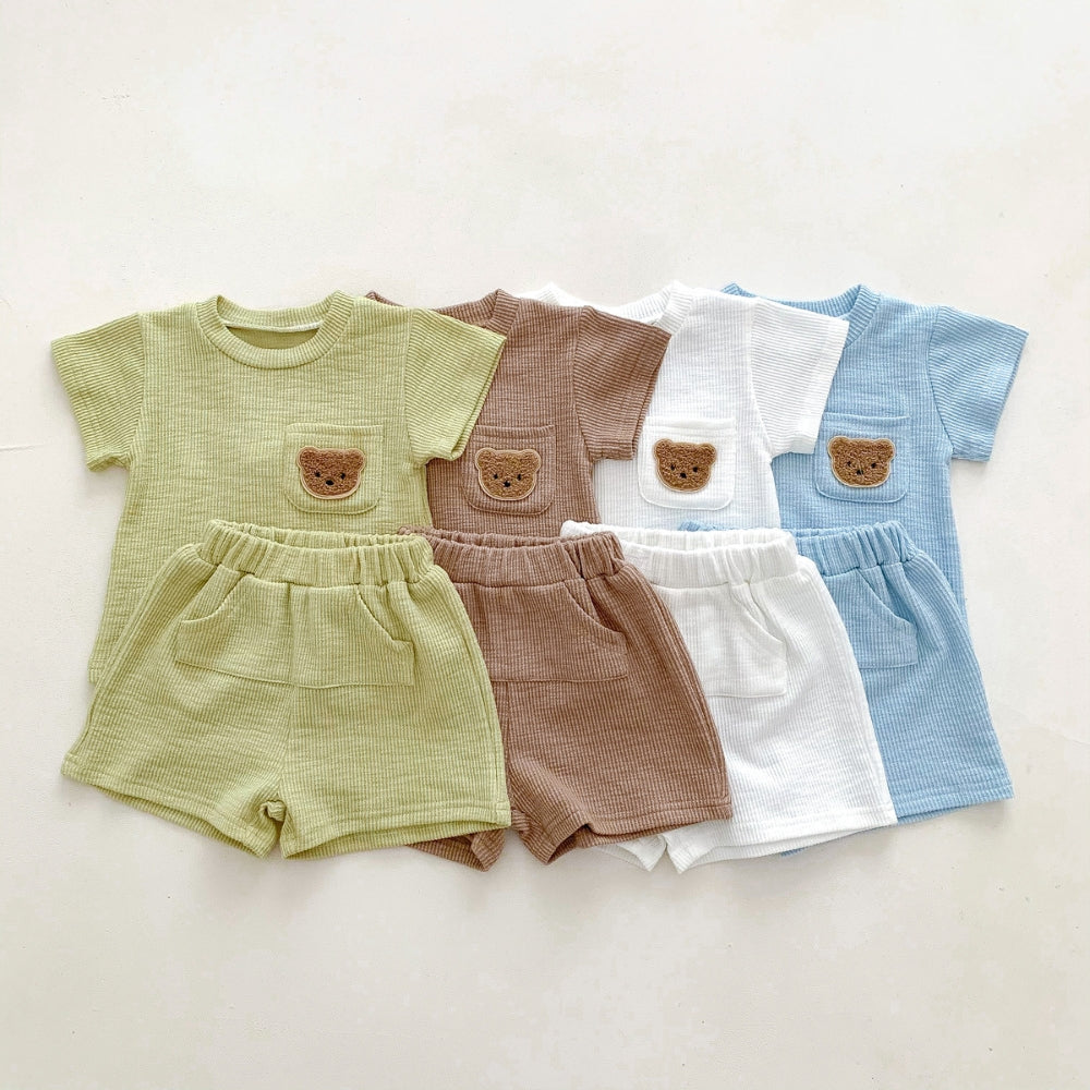 Teddy Bear Pocket T-Shirt and Shorts Set - Beekee