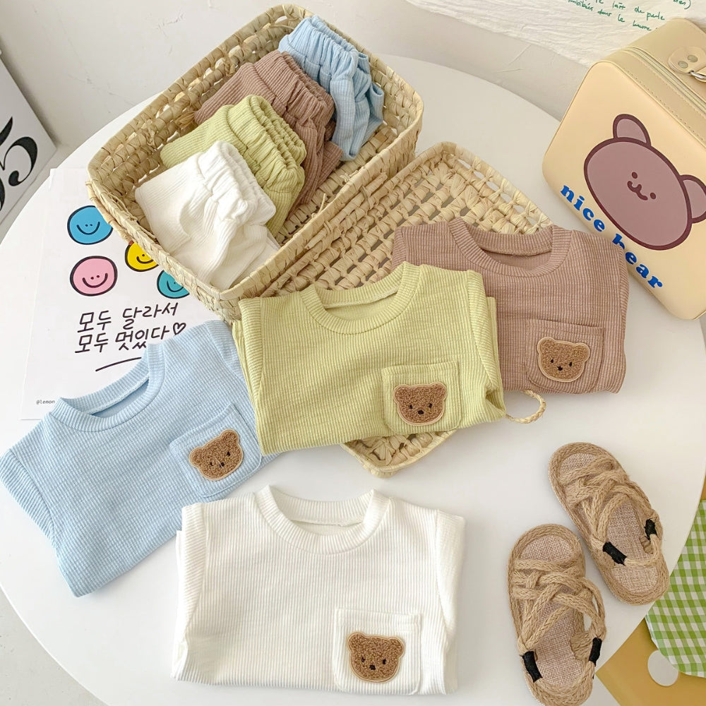Teddy Bear Pocket T-Shirt and Shorts Set - Beekee