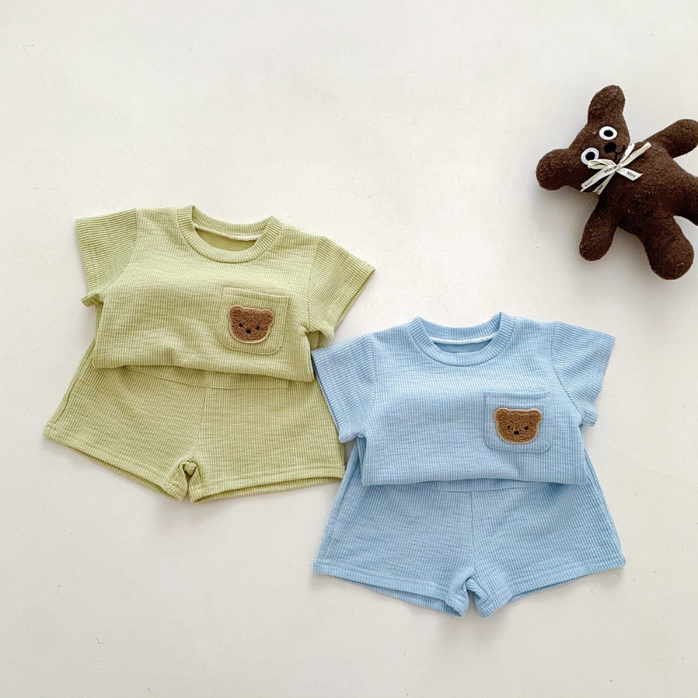 Teddy Bear Pocket T-Shirt and Shorts Set - Beekee