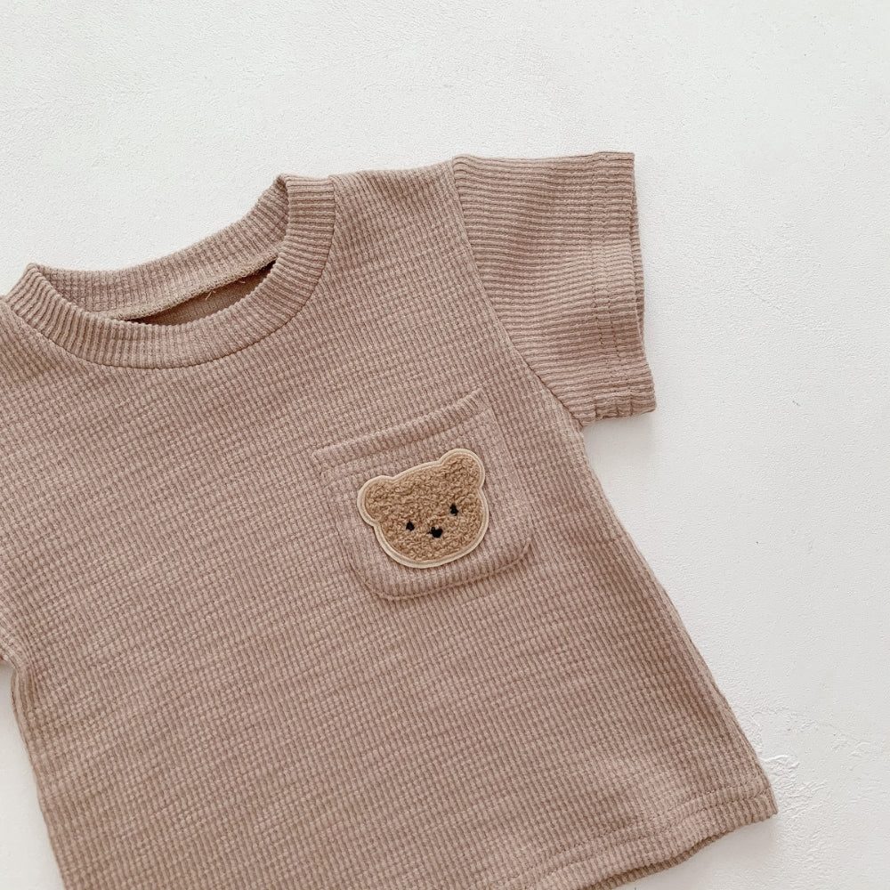 Teddy Bear Pocket T-Shirt and Shorts Set - Beekee