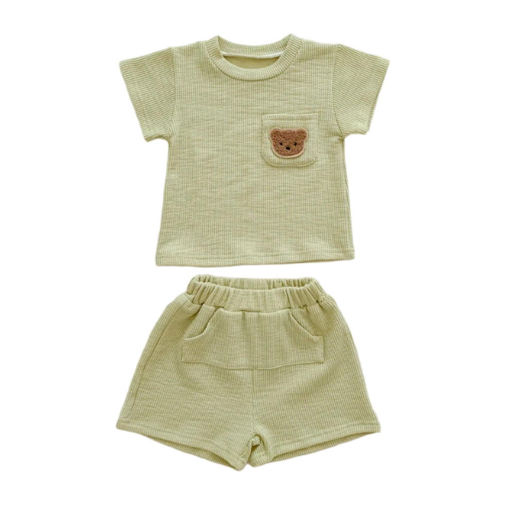 Teddy Bear Pocket T-Shirt and Shorts Set - Beekee