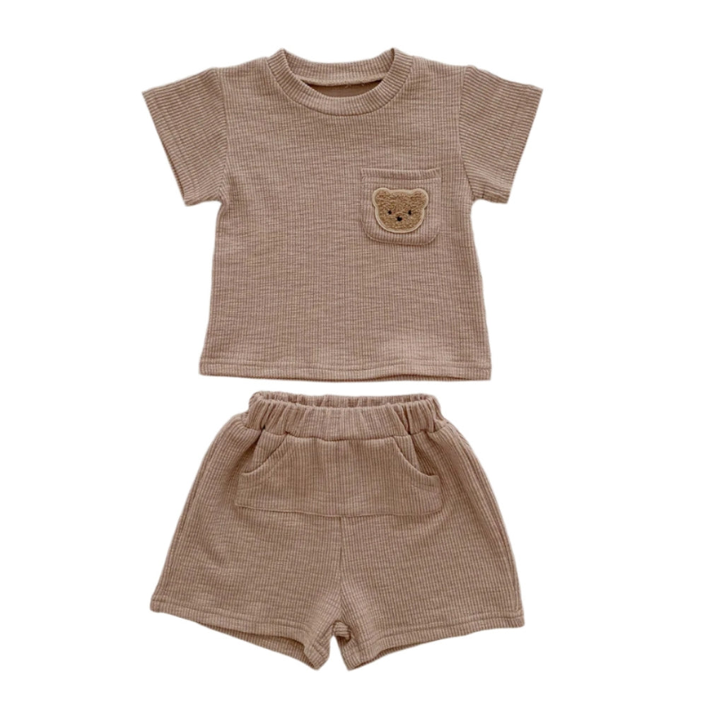 Teddy Bear Pocket T-Shirt and Shorts Set - Beekee