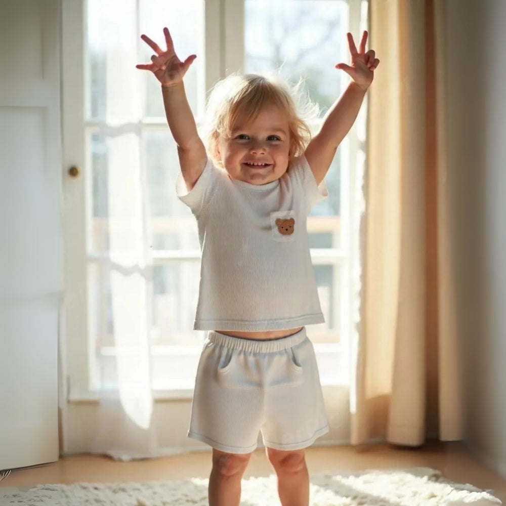 Teddy Bear Pocket T-Shirt and Shorts Set - Beekee