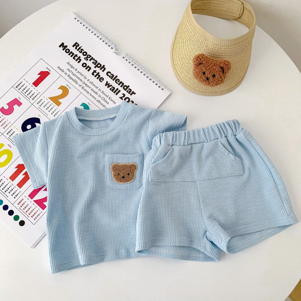 Teddy Bear Pocket T-Shirt and Shorts Set - Beekee