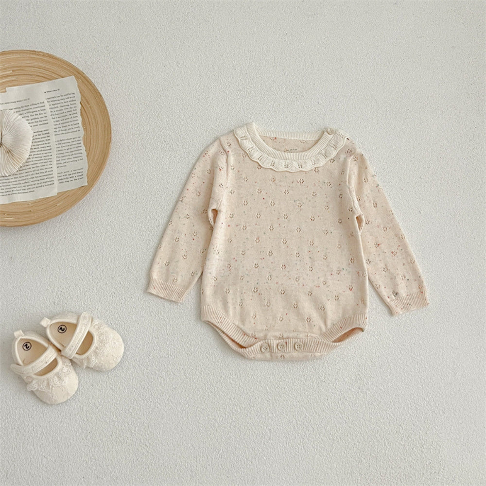 Vintage Knit Lace Collar Baby Romper - Beekee