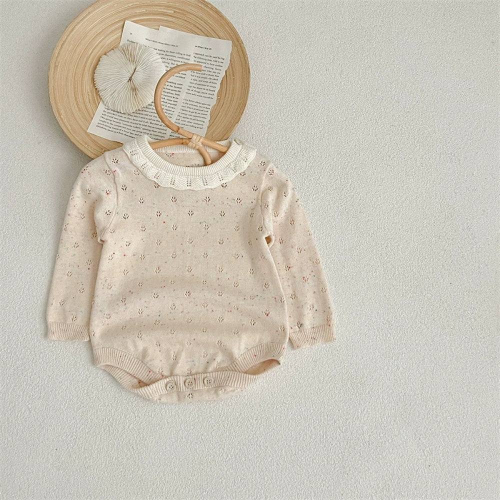 Vintage Knit Lace Collar Baby Romper - Beekee