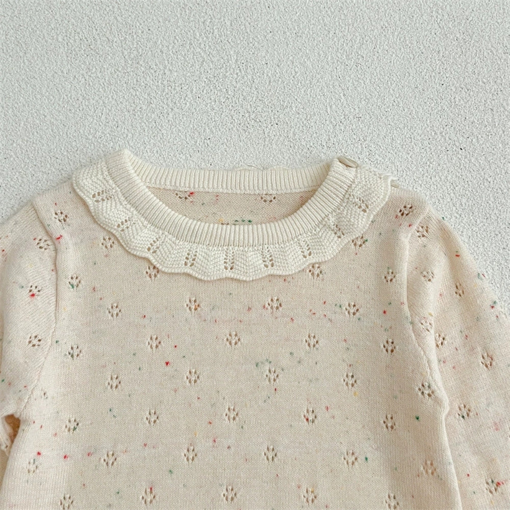 Vintage Knit Lace Collar Baby Romper - Beekee