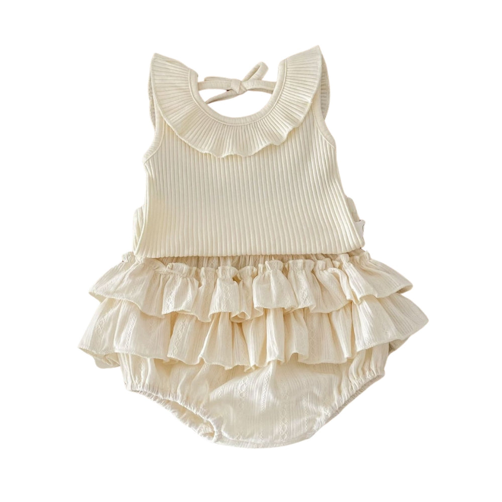 Vintage Ruffle Collar Baby Romper - Beekee