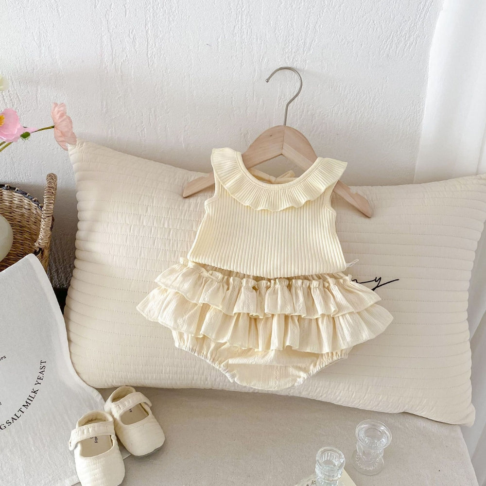 Vintage Ruffle Collar Baby Romper - Beekee