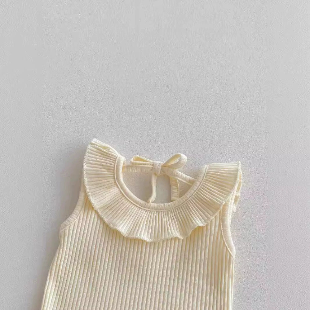 Vintage Ruffle Collar Baby Romper - Beekee