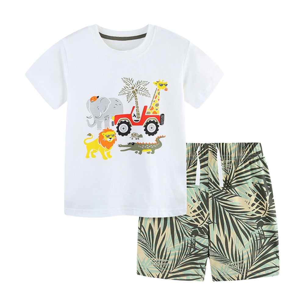 Wild Safari Friends T-Shirt and Shorts Set - Beekee