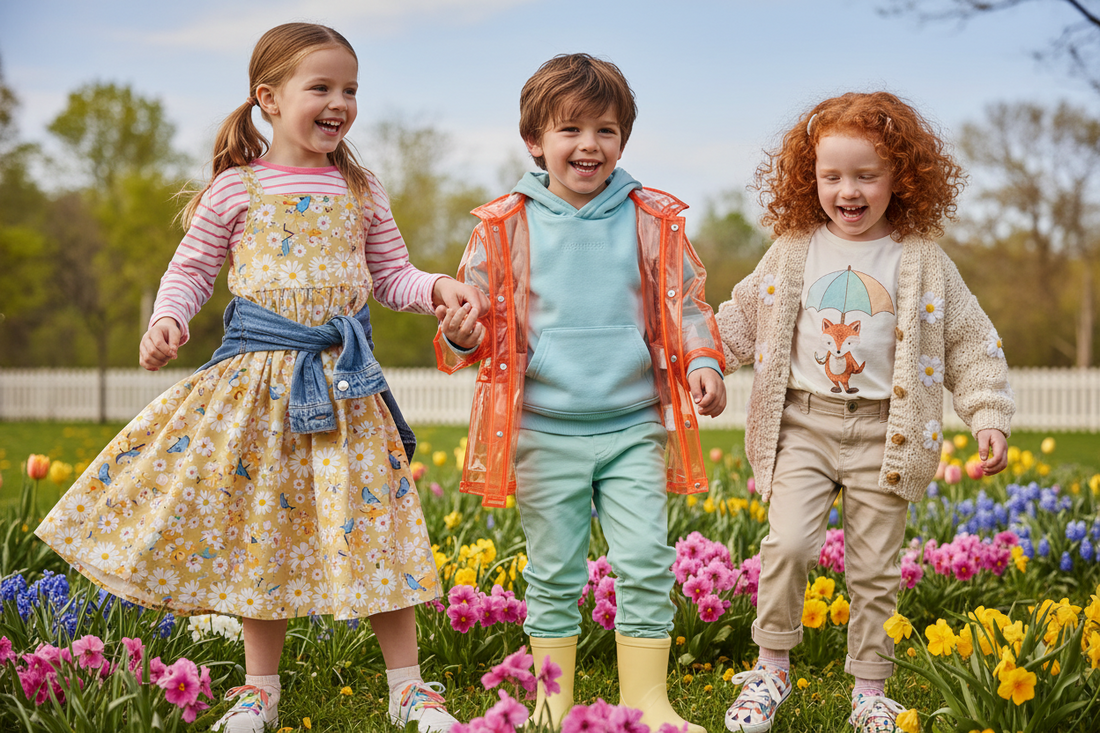 Spring clothes for kids layered for unpredictable spring weather