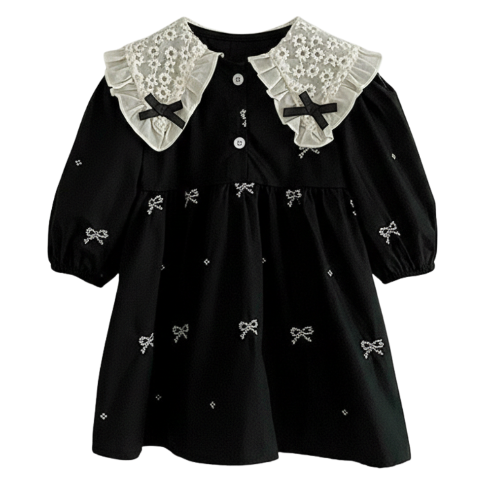 Sweet Floral Lace Collar Baby Dress & Romper Set-Beekee