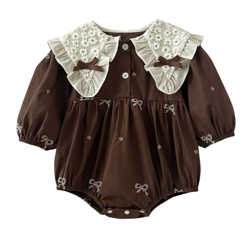 Sweet Floral Lace Collar Baby Dress & Romper Set-Beekee