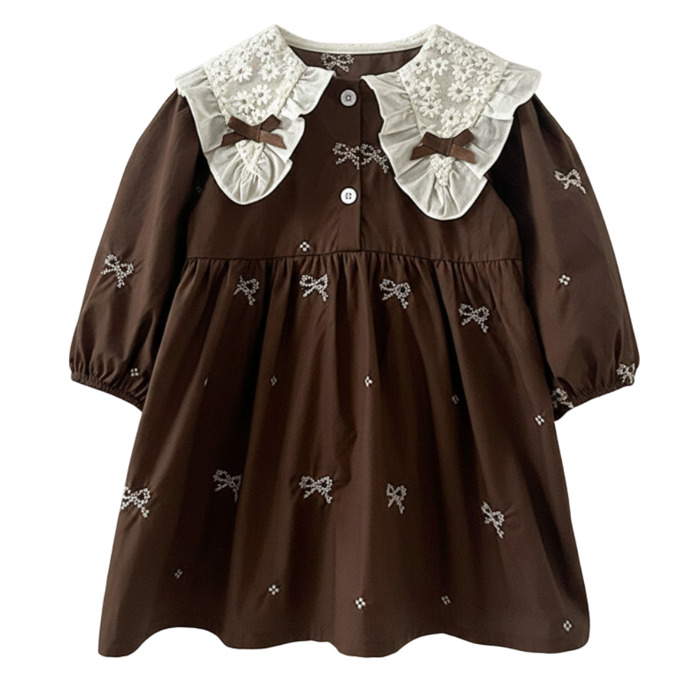 Sweet Floral Lace Collar Baby Dress & Romper Set-Beekee