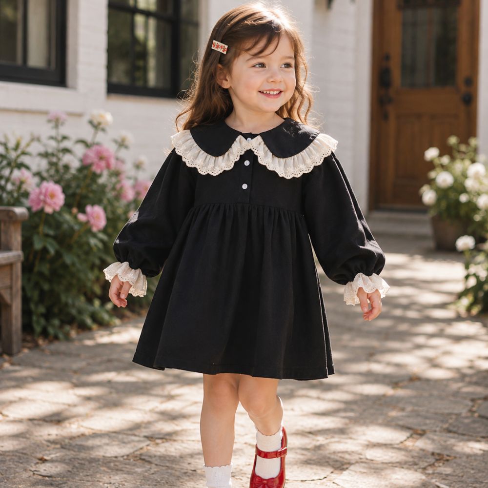 Precious Lace Collar Long Sleeve Dress for Girls-Beekee