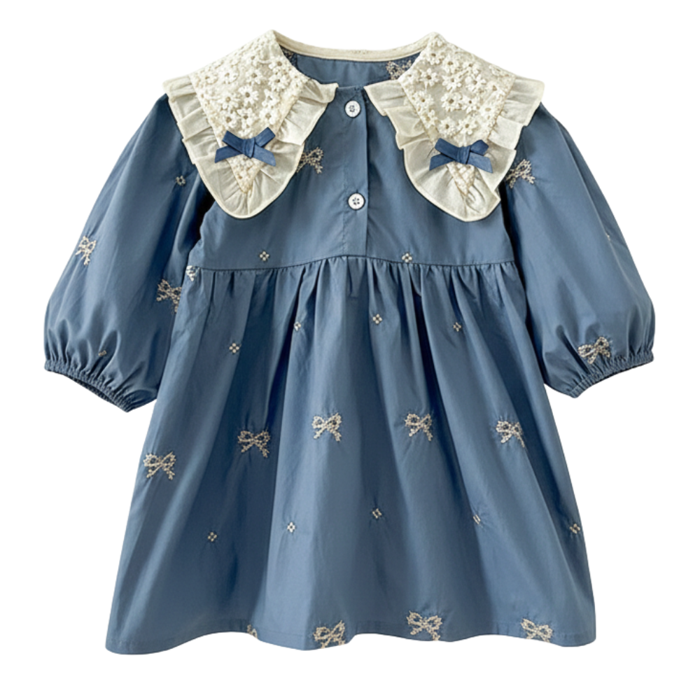 Sweet Floral Lace Collar Baby Dress & Romper Set-Beekee