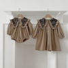 Floral Collar Baby Romper & Sister Dress Set-Beekee