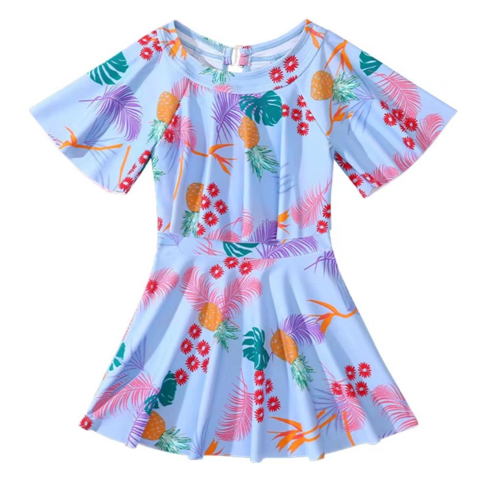 Adorable Tropical Floral Girls' Swim Set-Beekee
