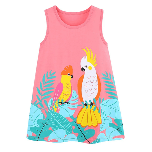 Charming Cockatoo Garden Girls Summer Dress - Beekee
