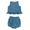 Sweet Denim Ruffle Top & Bloomer Baby Set - Beekee