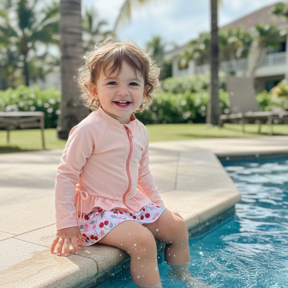 Sweet Ruffle Long Sleeve Girls' Swim Set - Beekee