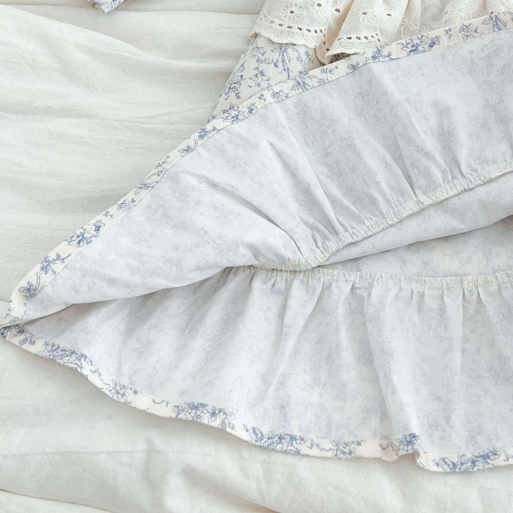 Lovely Floral Lace Collar Cotton Dress for Girls-Beekee