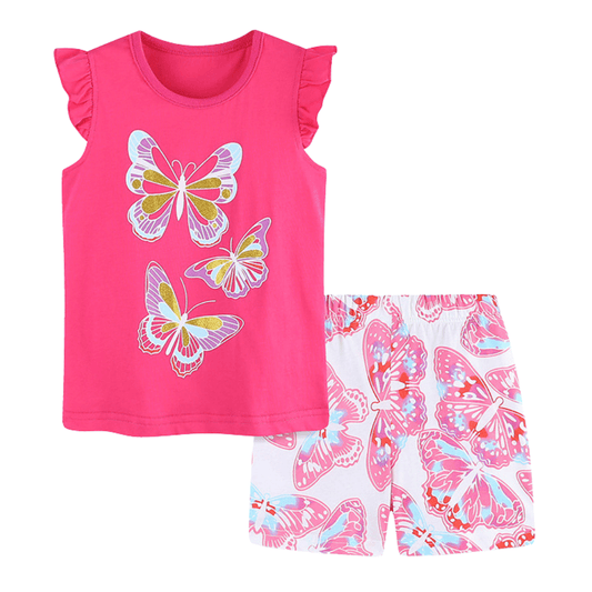 Sparkly Butterfly Ruffle Top & Shorts Set - Beekee