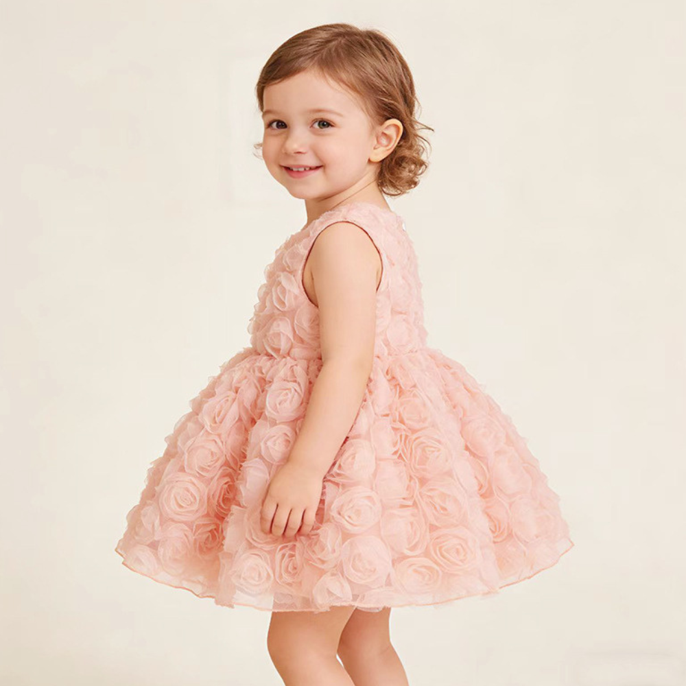 Sweet Rosette Tulle Party Dress for Baby Girls-Beekee