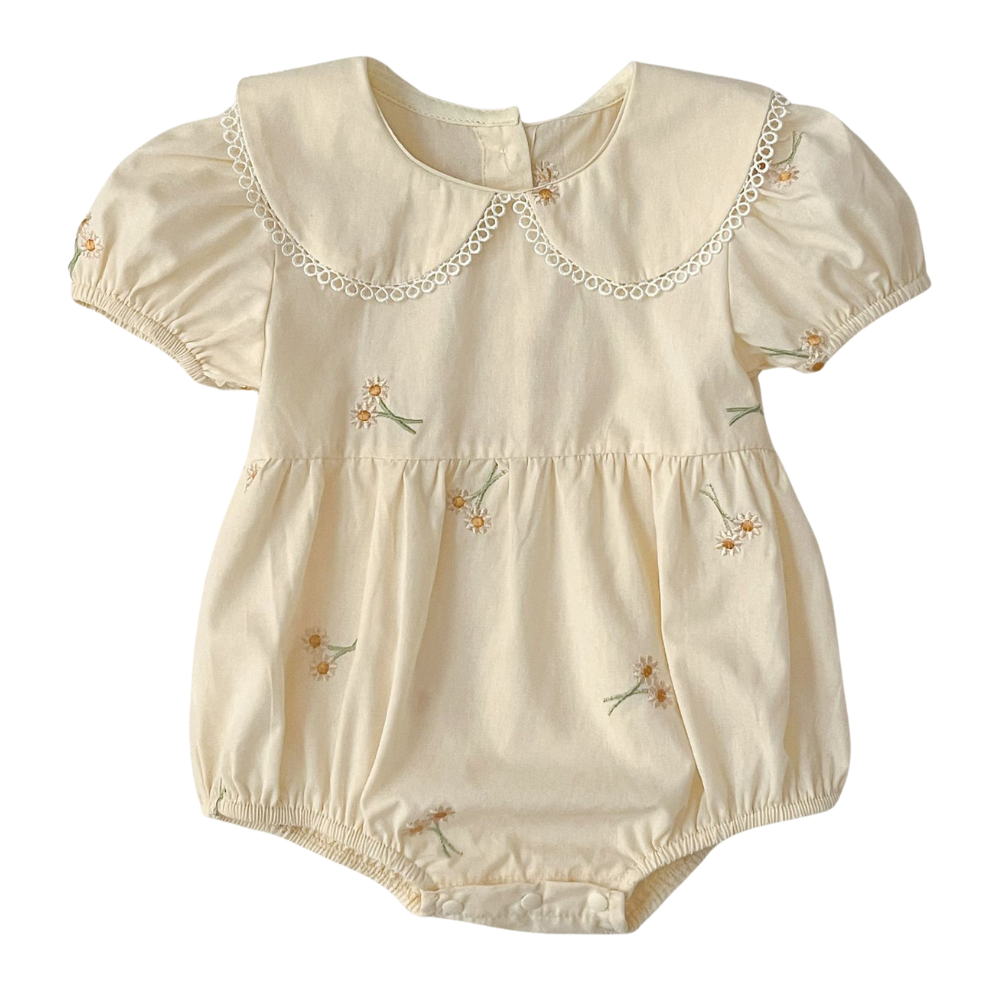 Daisy Embroidered Baby Romper & Dress Set-Beekee