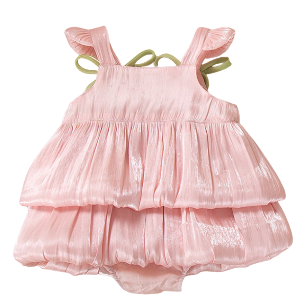 Sweet Bow Strap Shimmery Dress - Beekee